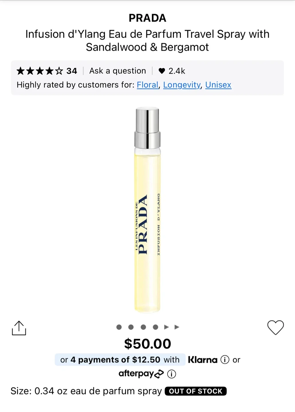 Prada Infusion d'Ylang Eau de Parfum Travel Spray 0.34 oz