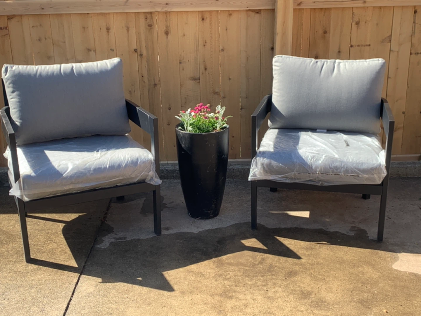 Wicker Armchair with Grey Cushions - photo 2