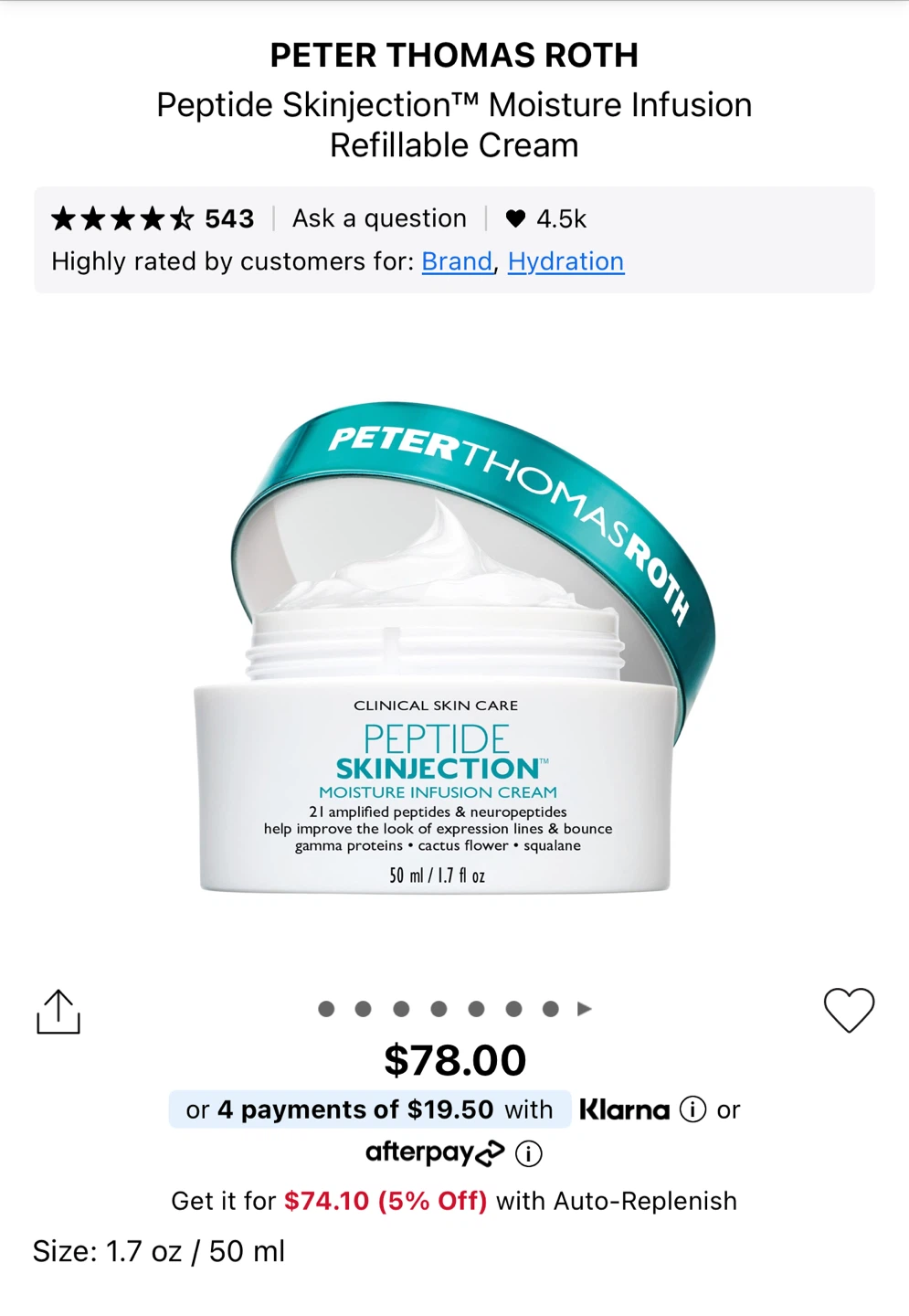 Peter Thomas Roth Peptide Skininjection Moisture Infusion Cream