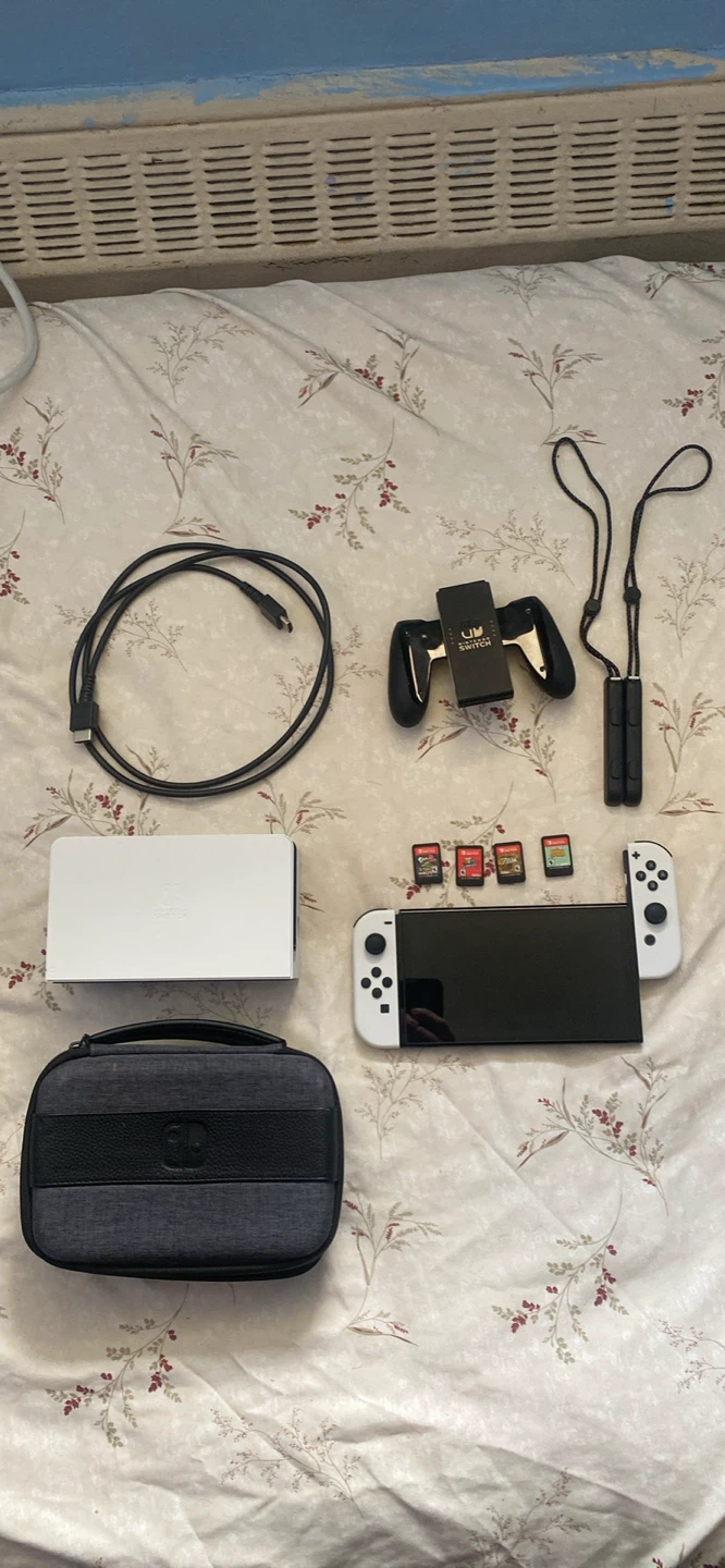 Nintendo Switch OLED Console with 4 Games and Accessories - photo 4