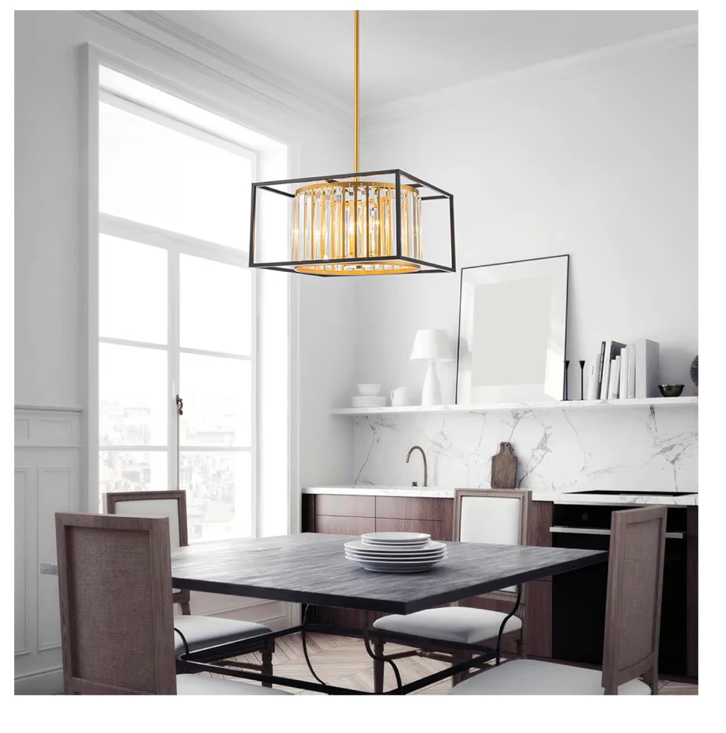 Crystal Chandelier Pendant Light Fixture - Gold & Black BG9 - photo 5