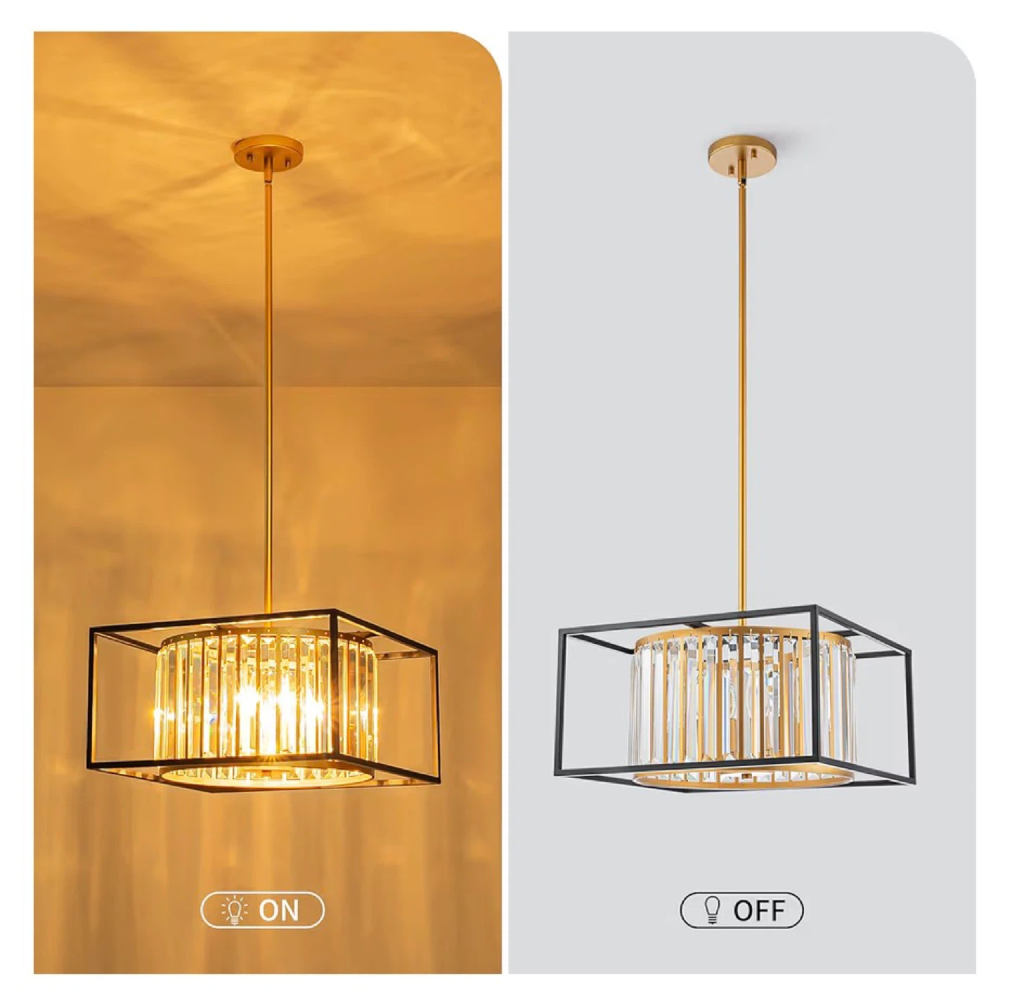 Crystal Chandelier Pendant Light Fixture - Gold & Black BG9 - photo 4