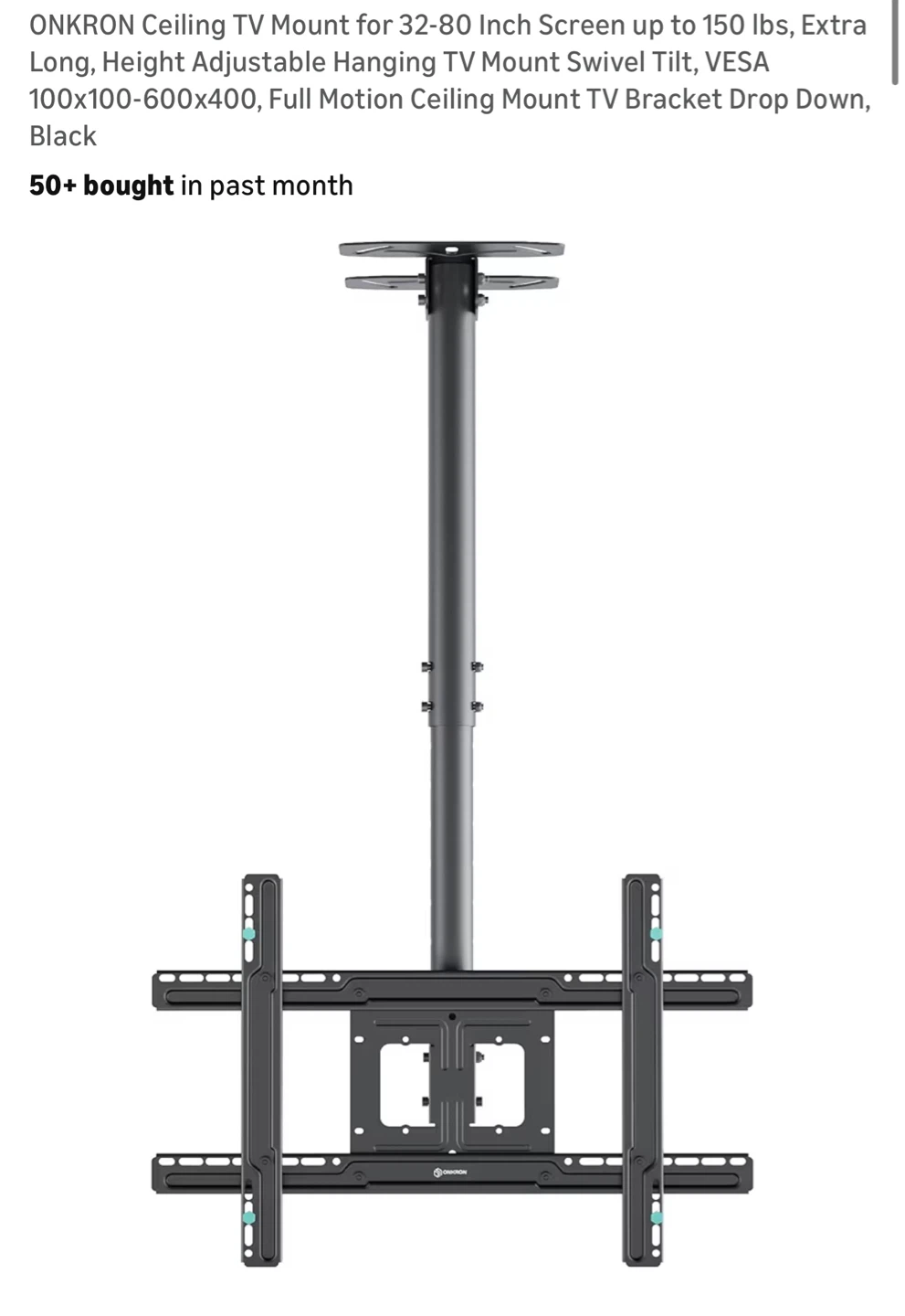 Ceiling TV Mount for 32-80 Inch Screens, Black C32