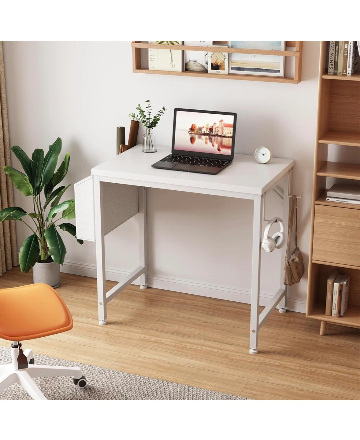 White Study Desk with Storage Bag S24D - photo 2