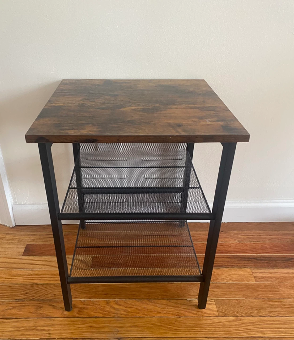 Rustic Brown and Black 3-Tier Side Table