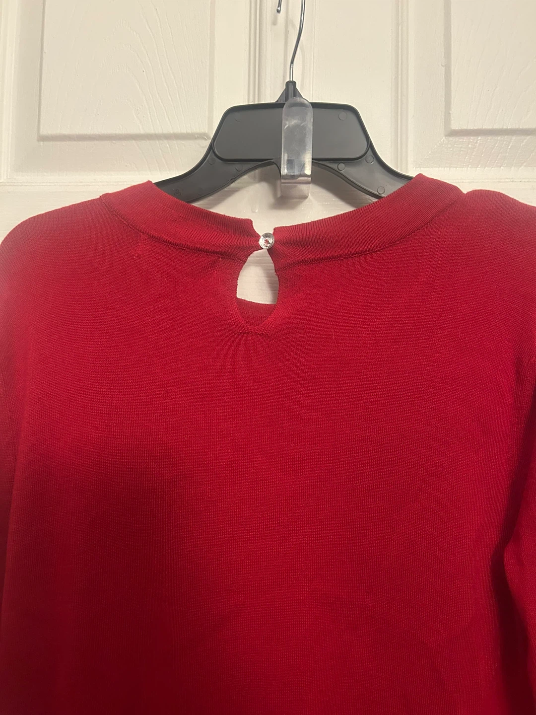 Liz Claiborne Red Sweater Dress with Rhinestone Bow - photo 5