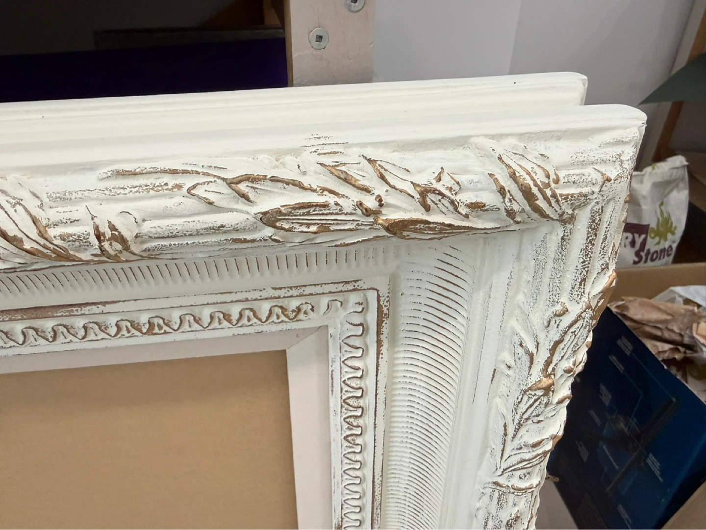 Ornate White & Gold Picture Frame
