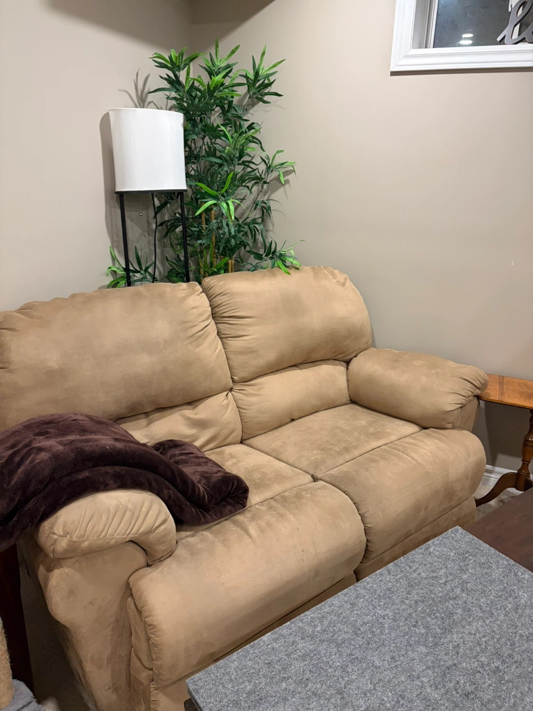 Tan Loveseat Recliner Sofa