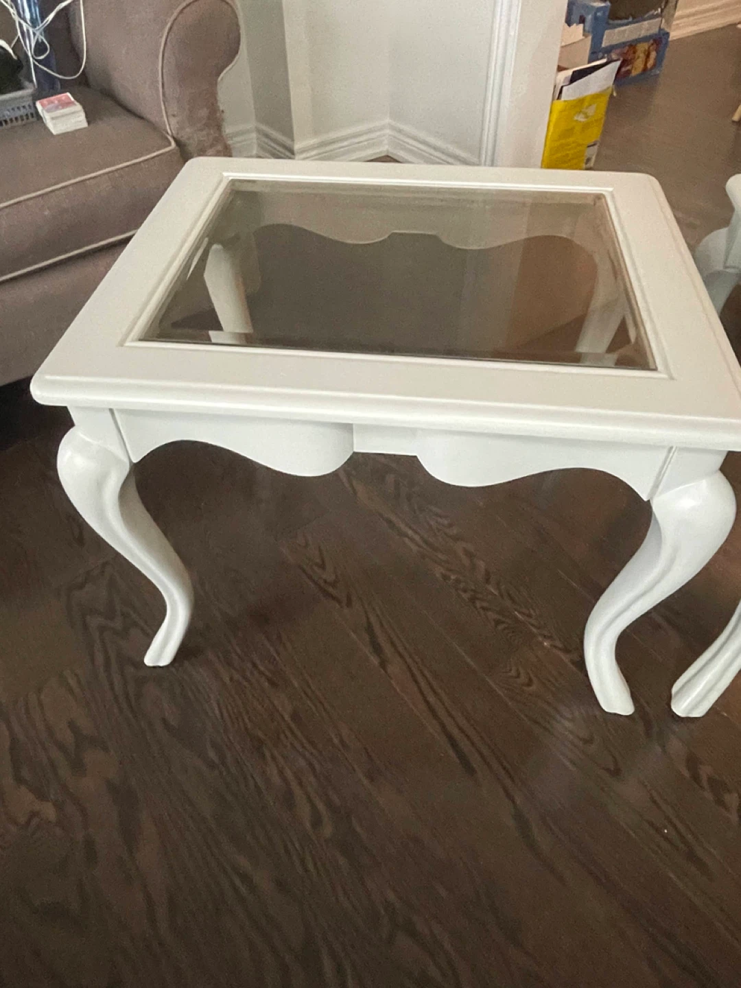 White Accent Table with Glass Top - Set of 2 - photo 2