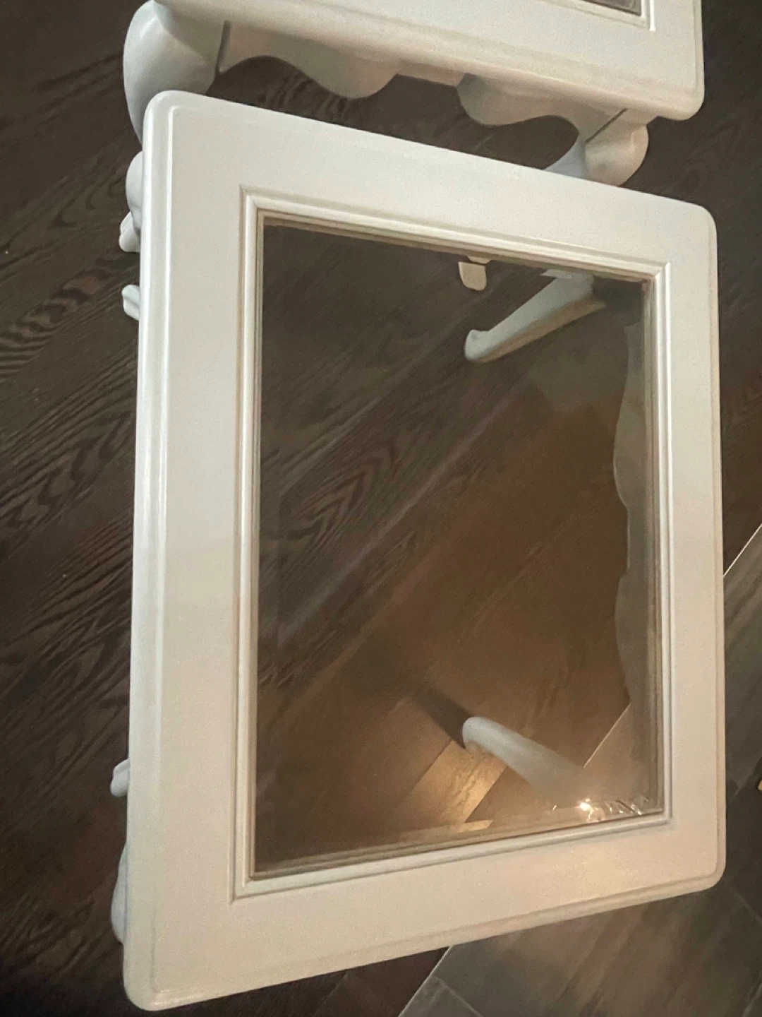 White Accent Table with Glass Top - Set of 2 - photo 3