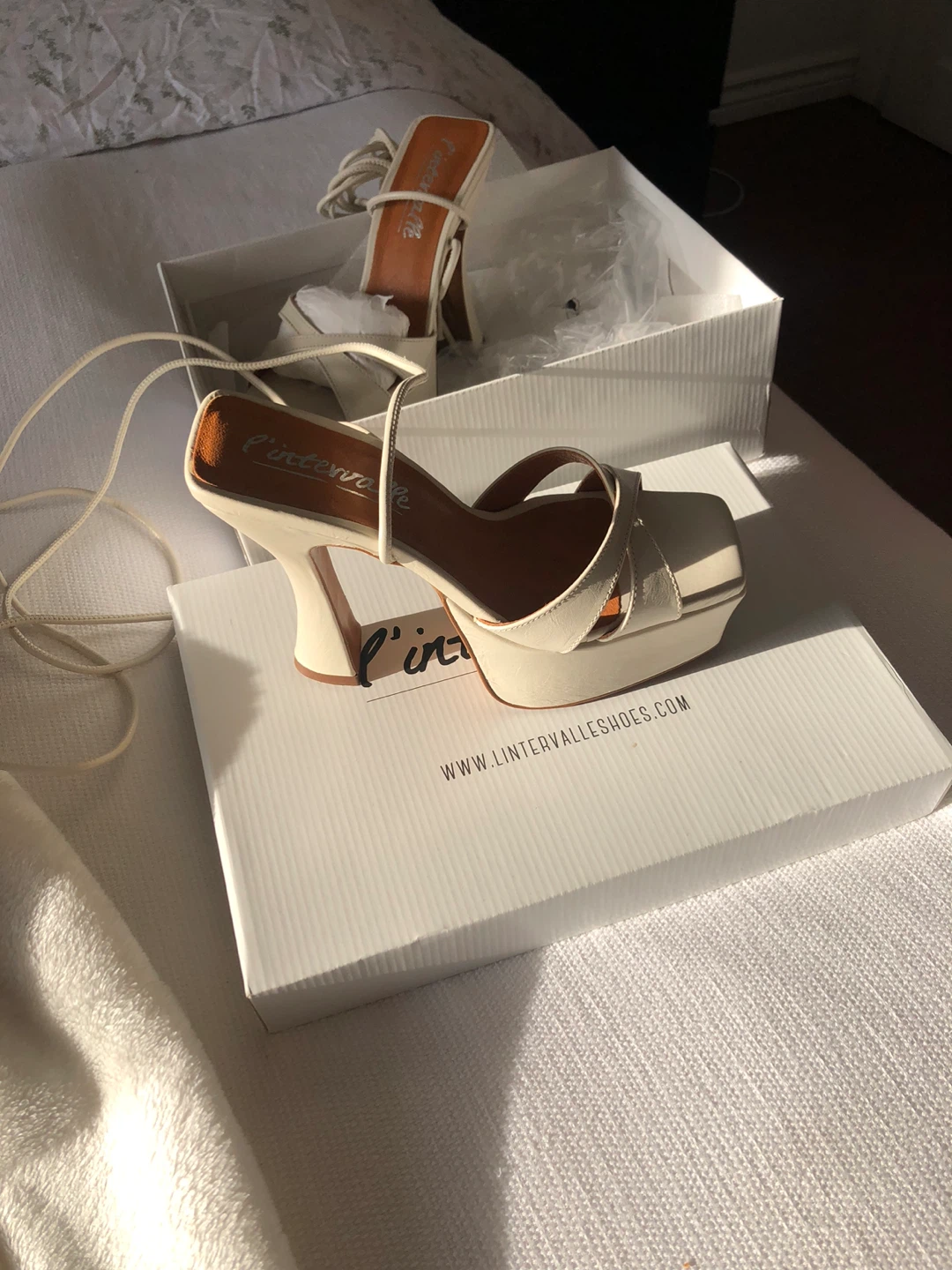 L'intervalle Cream Leather Platform Heels
