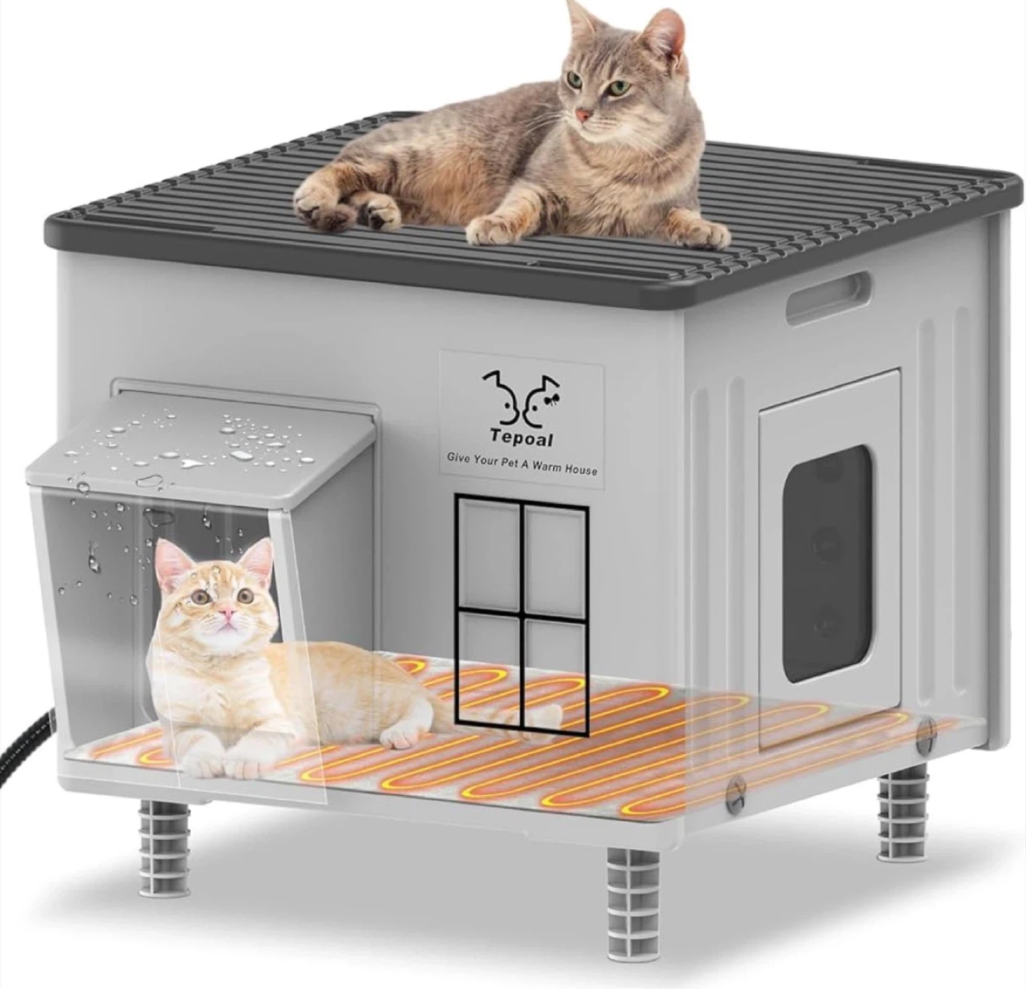 Tepoal Plastic Heated Cat House for Outside - photo 2