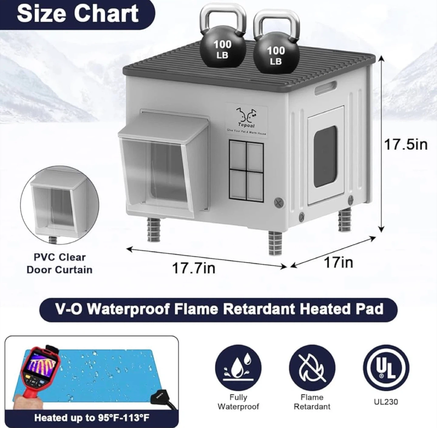 Tepoal Plastic Heated Cat House for Outside - photo 3