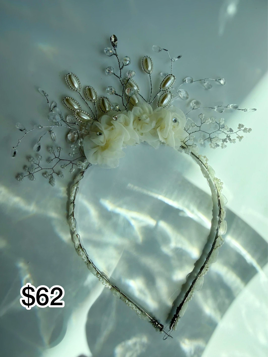 Decorative Headband with Flowers and Pearls