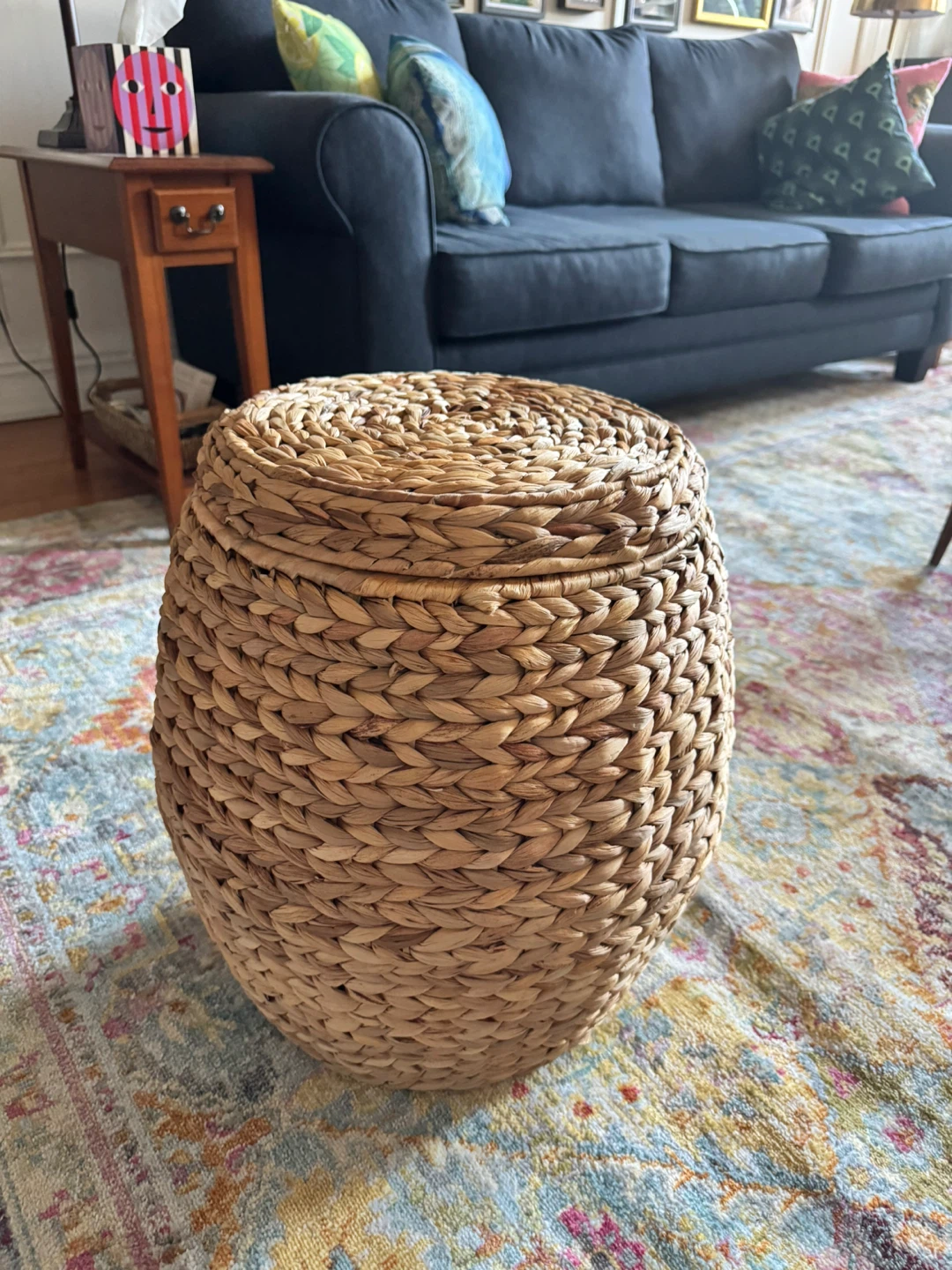 Woven Storage Ottoman with Lid