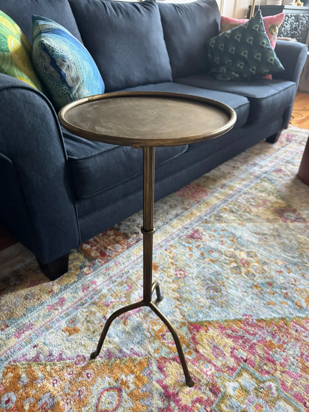 Metal Martini Cocktail Table, Antique Brass