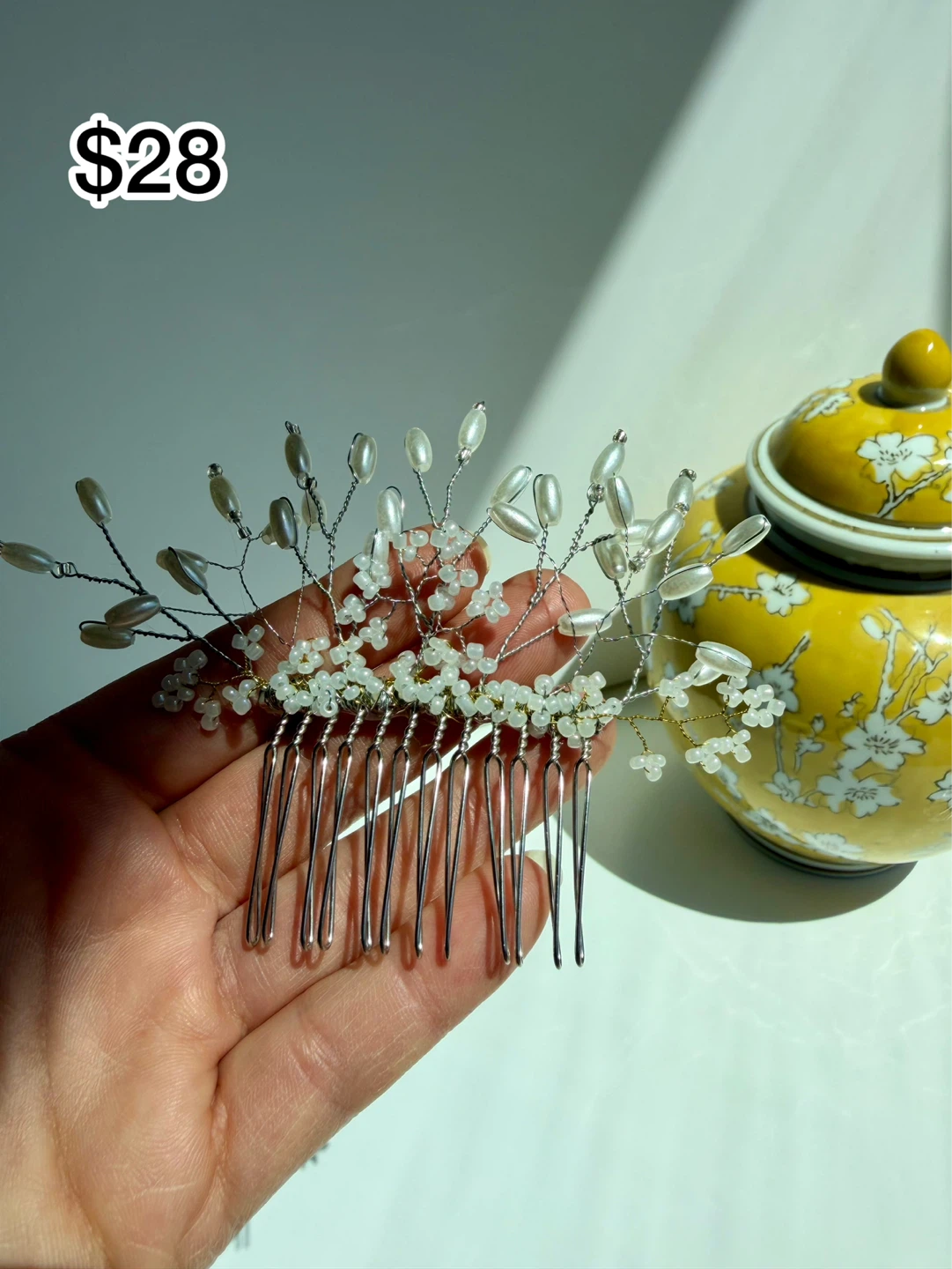 Pearl and Crystal Wedding Hair Comb