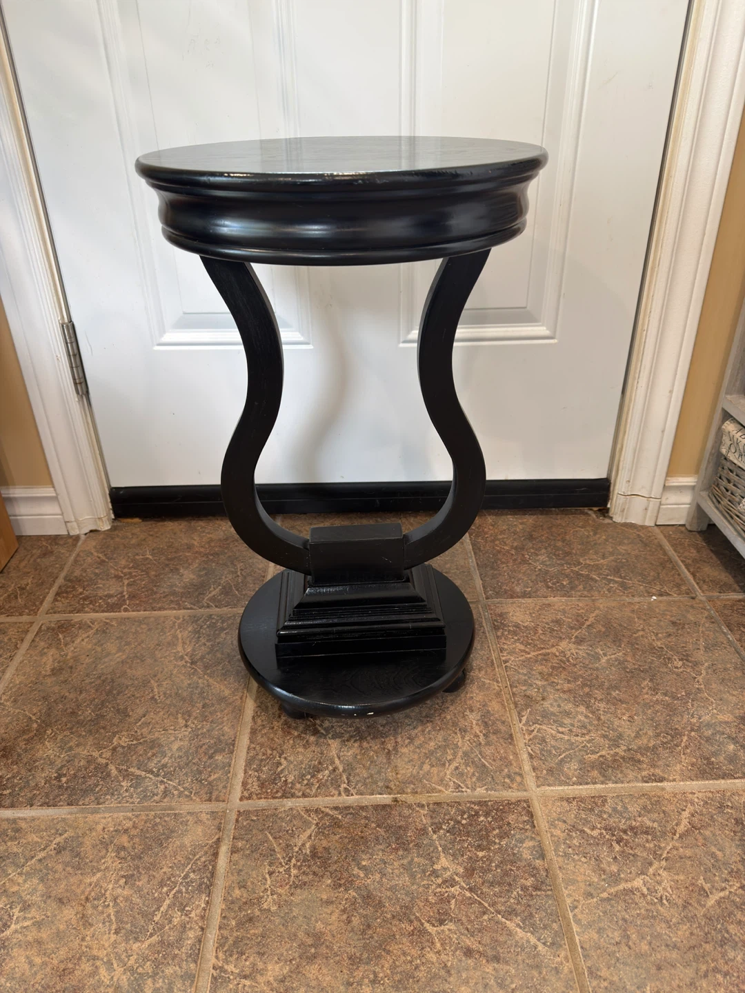 Black Round Pedestal Plant Stand - photo 2