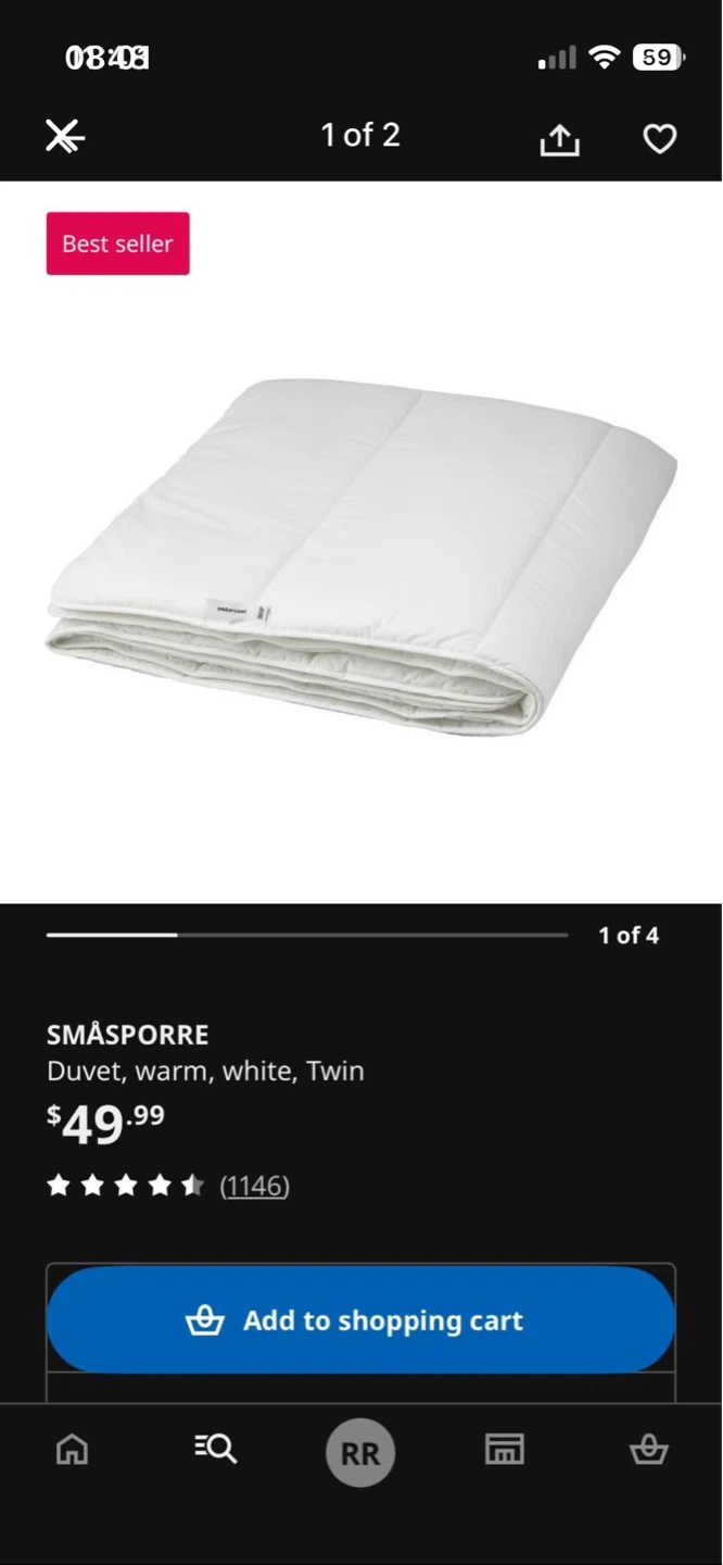 IKEA SMÅSPORRE Duvet - Warm, Twin Size, White