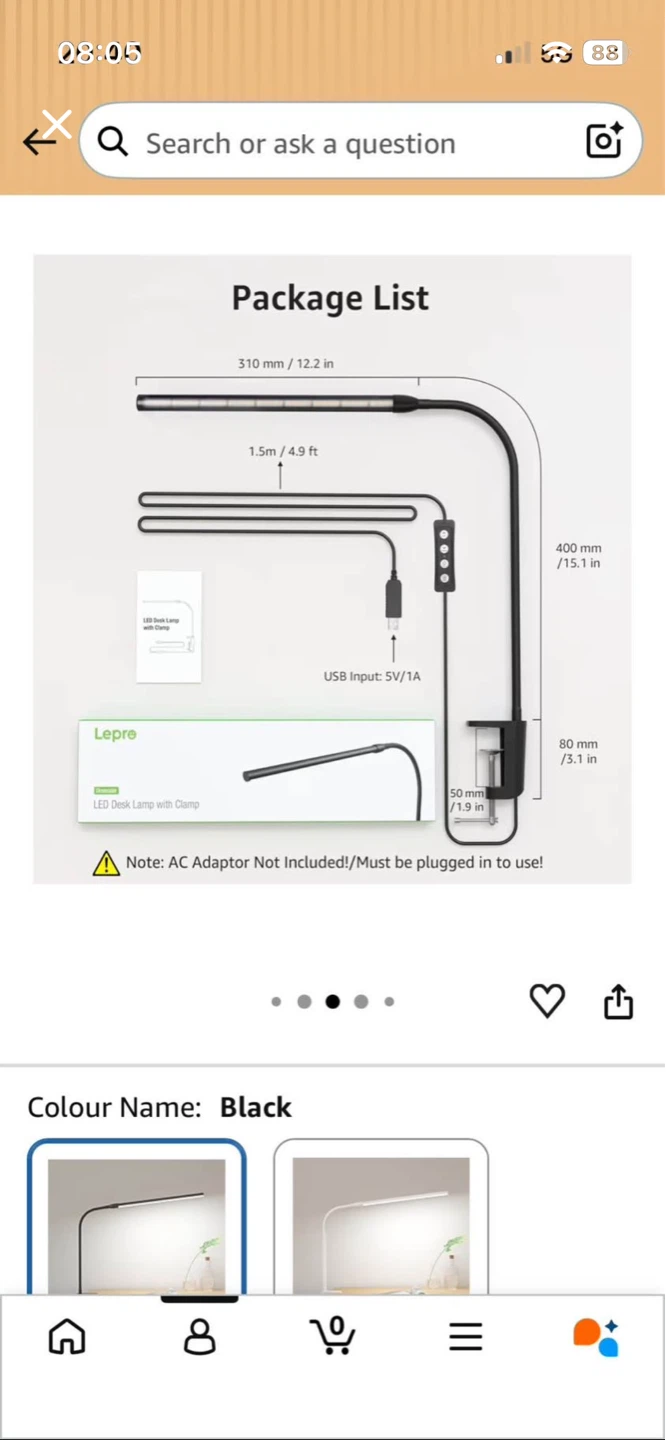 Lepre LED Desk Lamp with Clamp - Black - photo 2