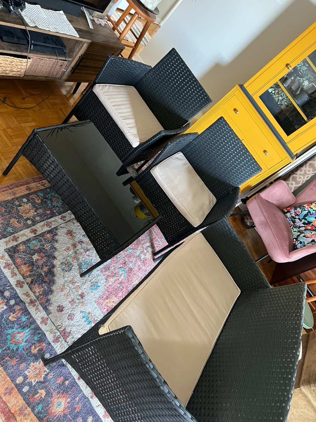Wicker Patio set (2chairs, couch and a table)
