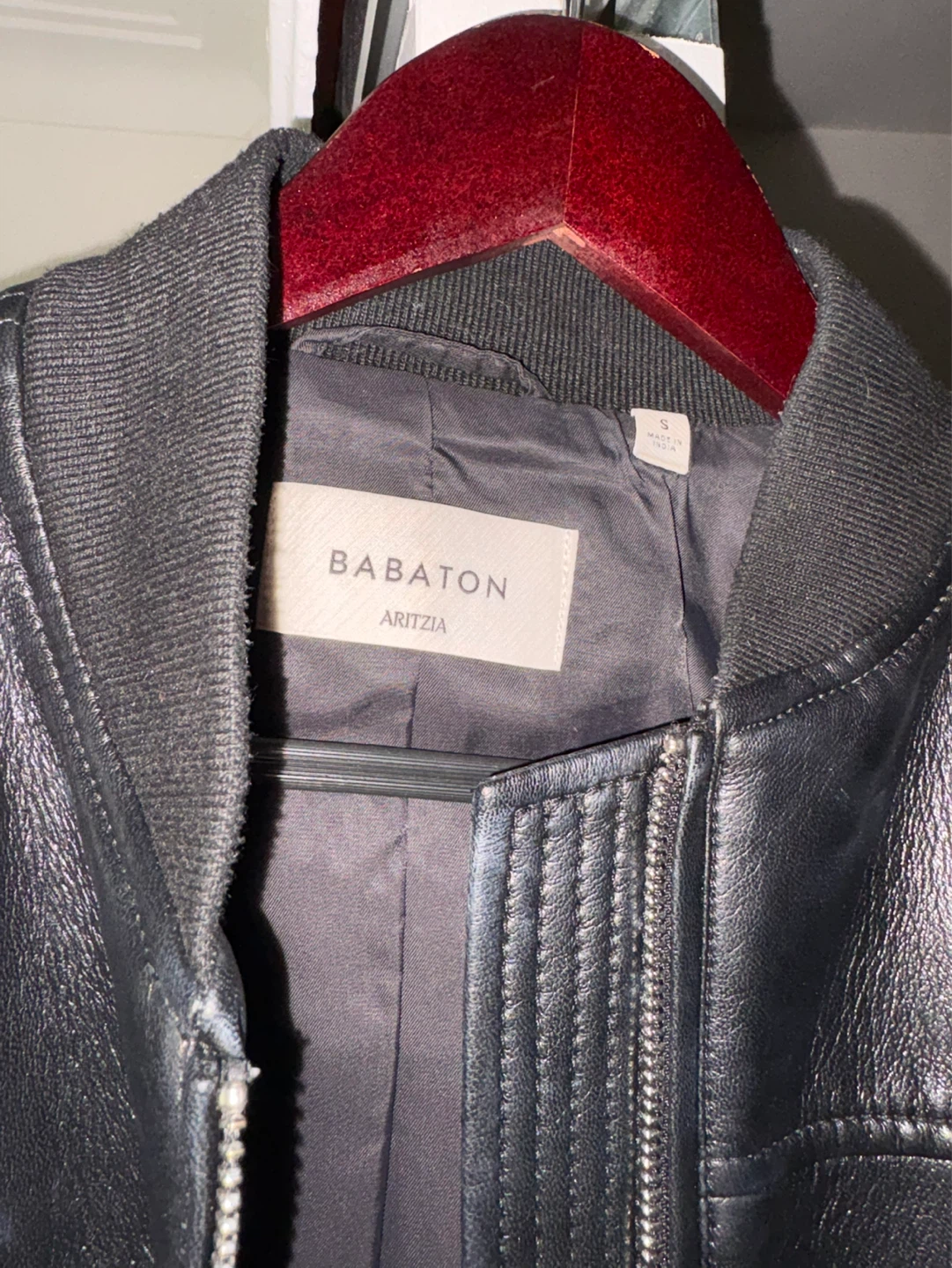Babaton Black Faux Leather Bomber Jacket - photo 2