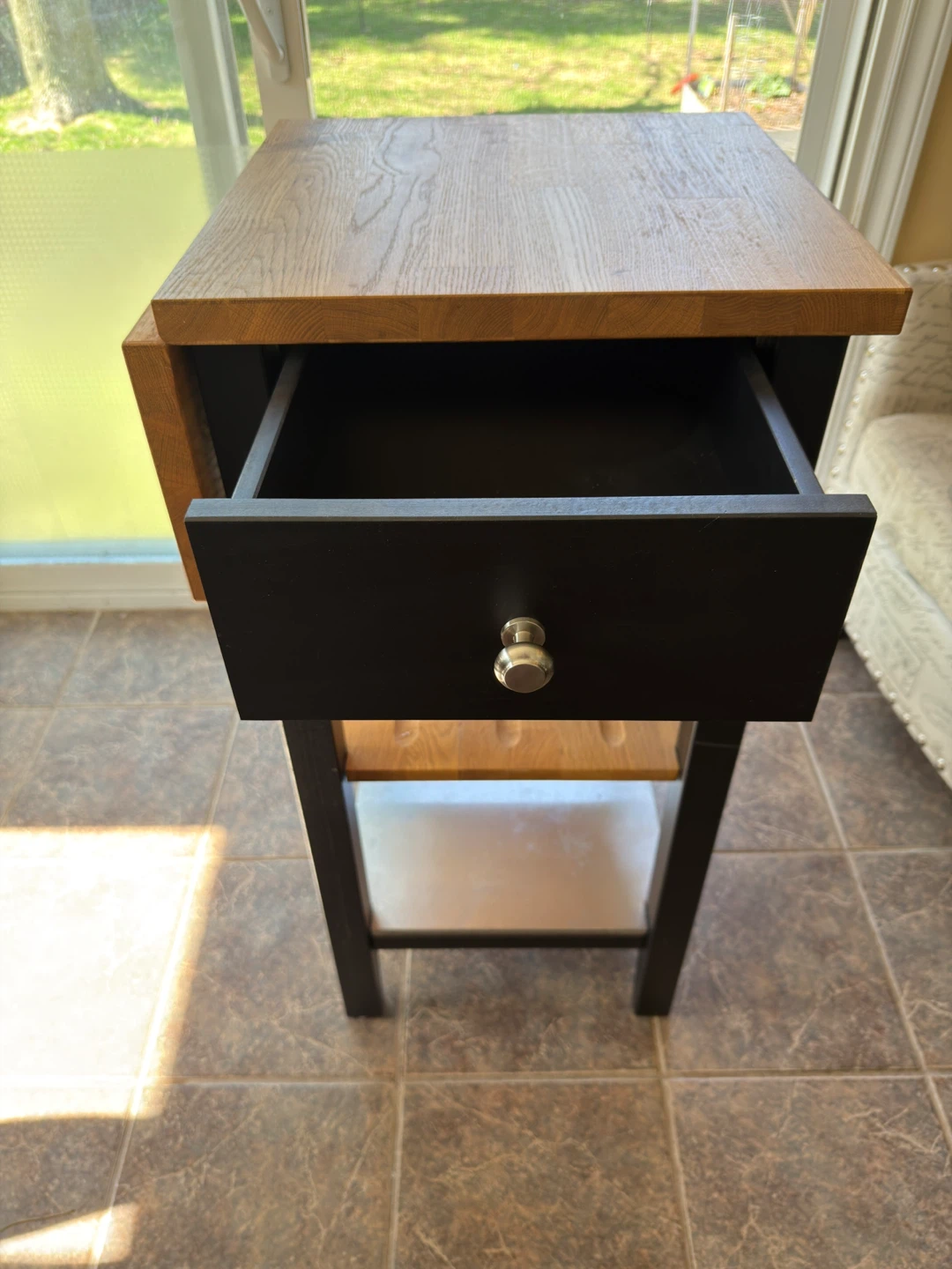 Drop Leaf Kitchen Cart with Drawer and Shelves - photo 2