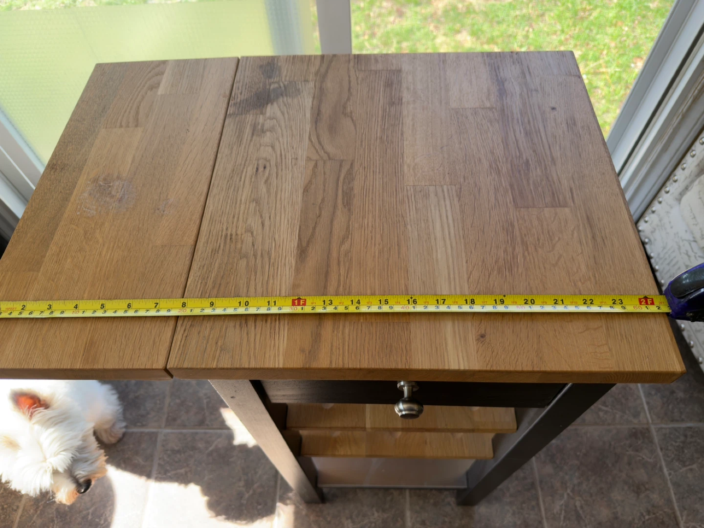 Drop Leaf Kitchen Cart with Drawer and Shelves - photo 4