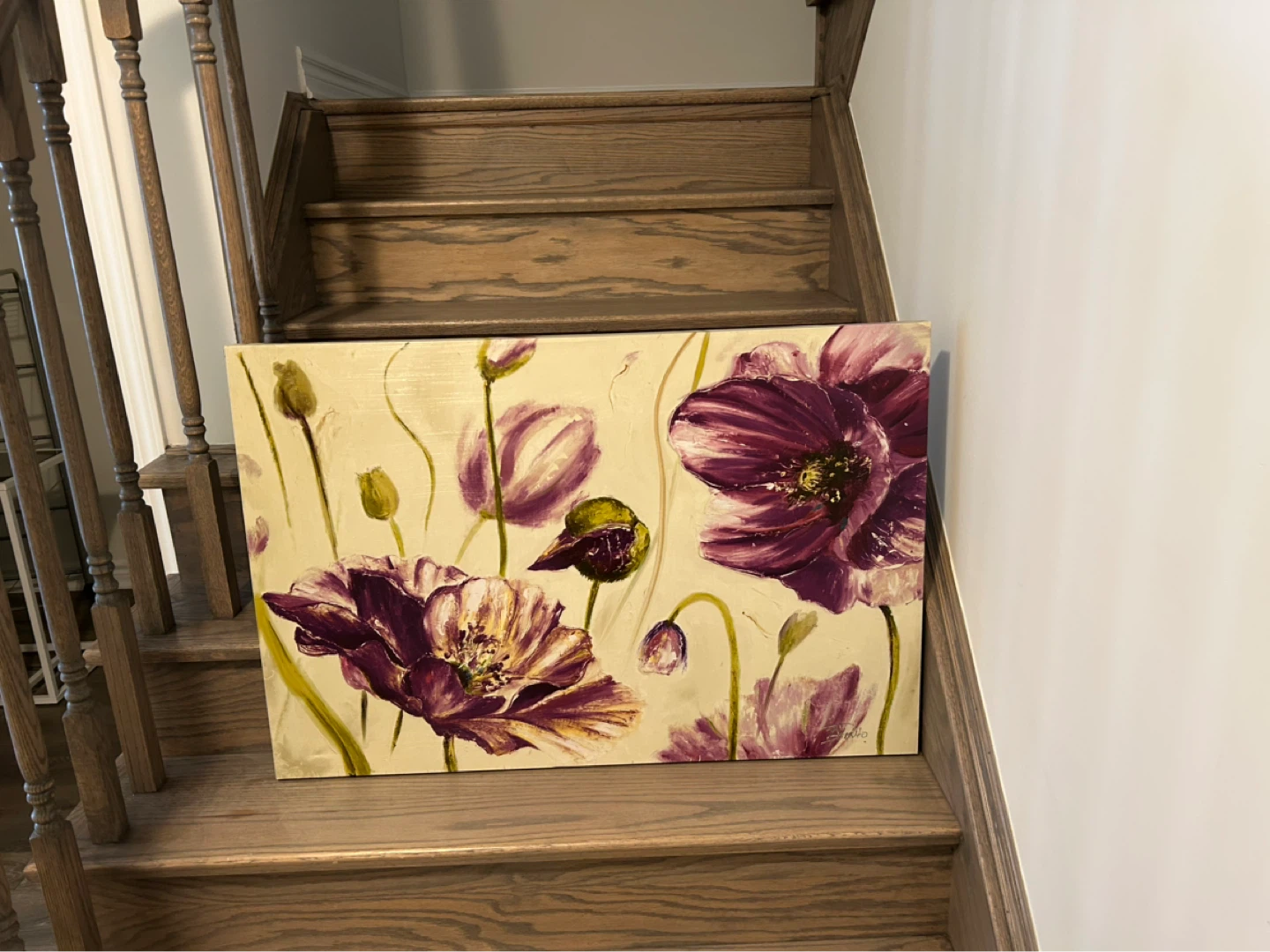 Canvas Wall Art - Purple Poppies Painting