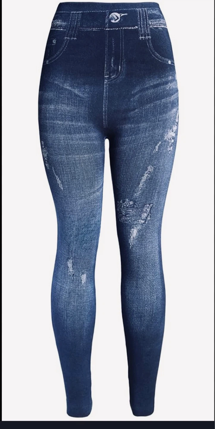 Blue Denim Print Leggings - photo 3