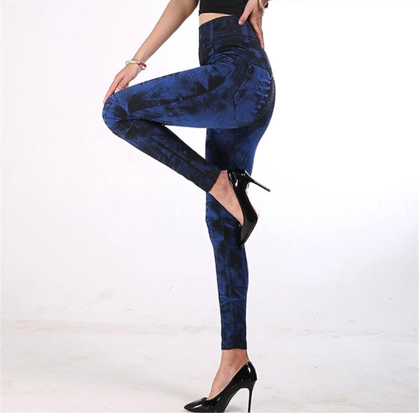 Blue Denim Print Leggings - photo 2