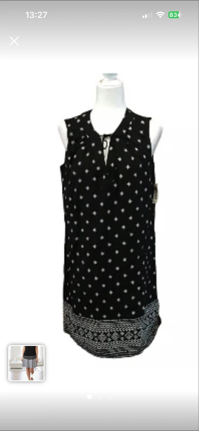 Black & White Patterned Sleeveless Tunic Top