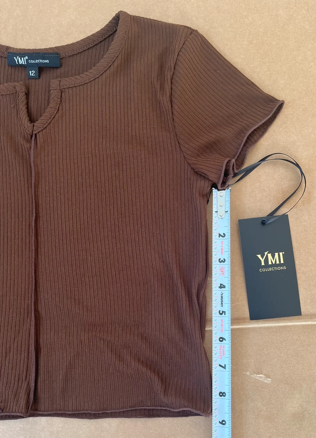 YMI Collections Brown Ribbed Crop Top Size 12 - photo 4