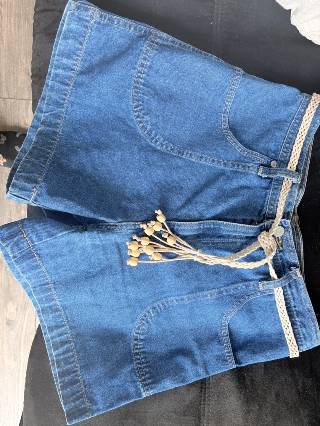 CityLine Denim Shorts with Beaded Belt