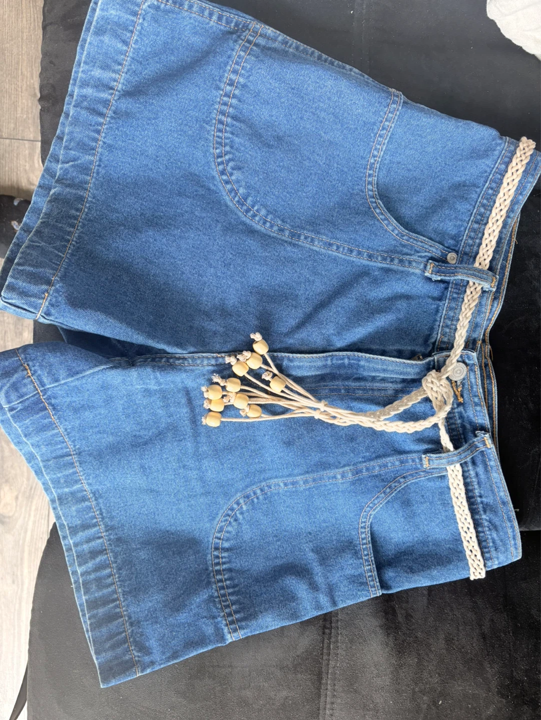 CityLine Denim Shorts with Beaded Belt - photo 2