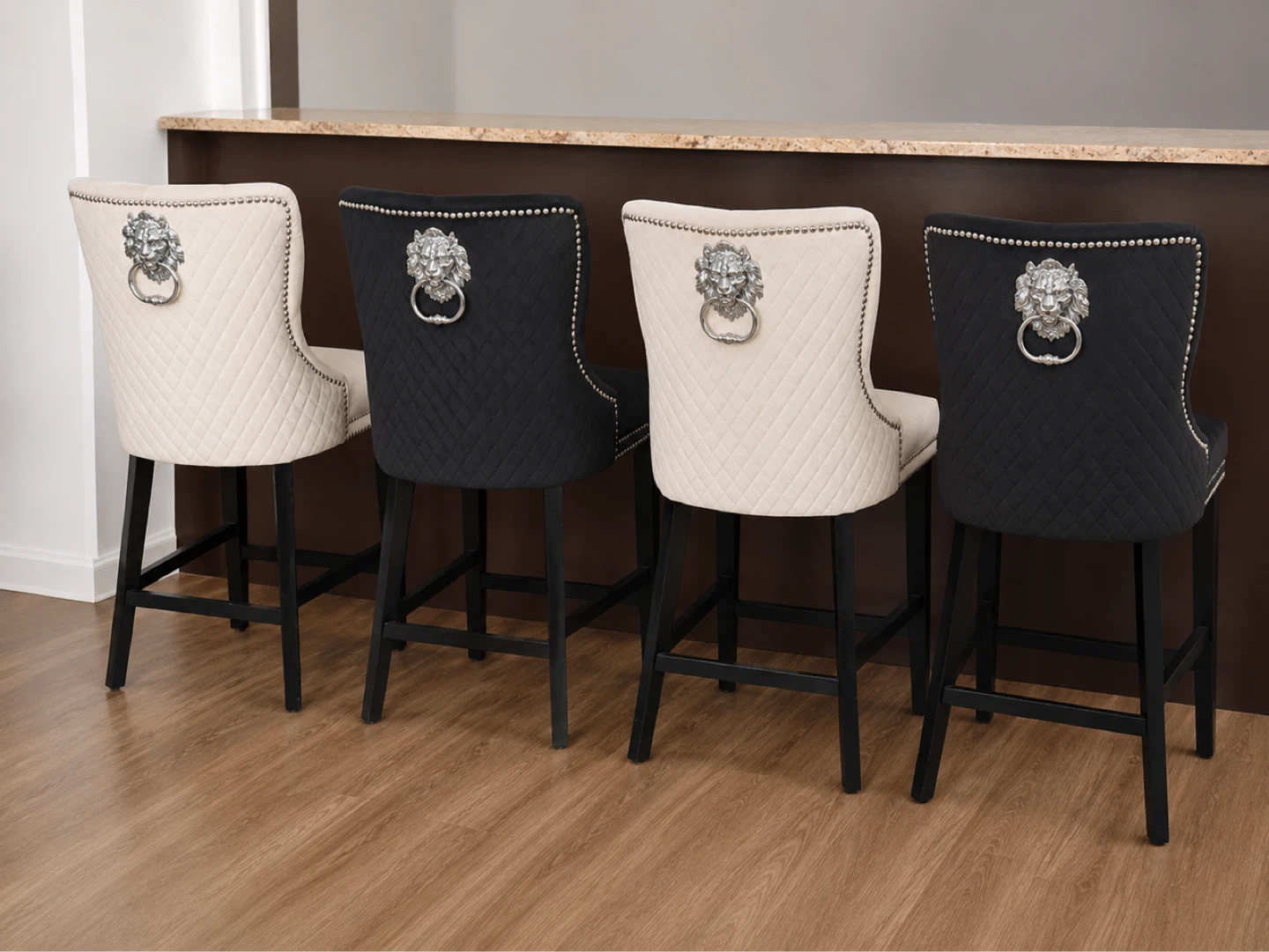 Bar Stools with Lion Head Knocker (Set of 4)