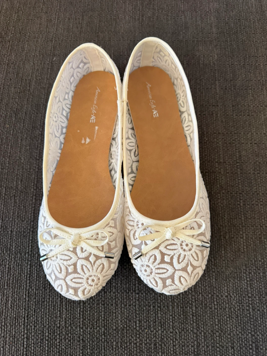 American Eagle White Lace Ballet Flats