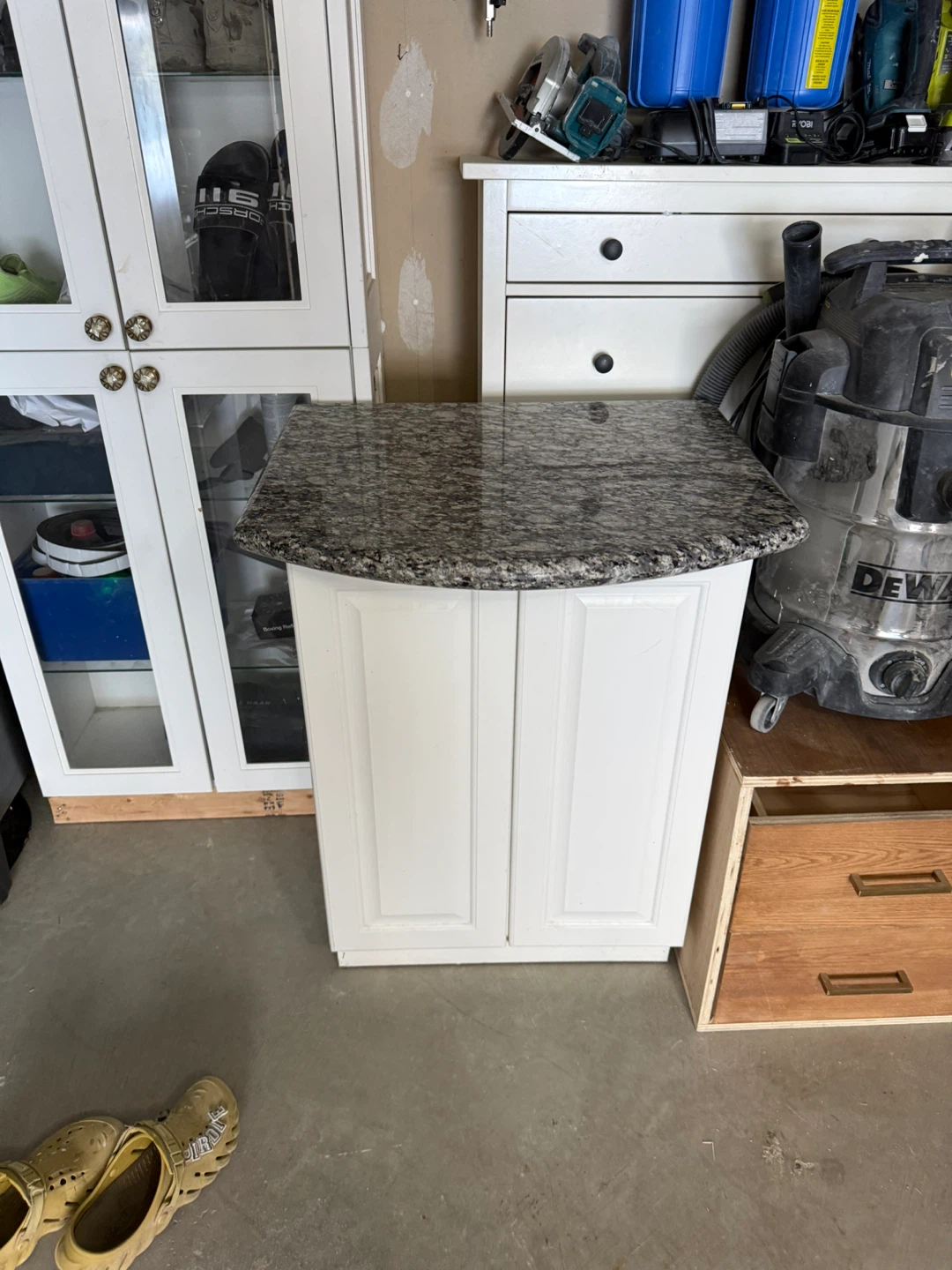 White Cabinet with Granite Top 28" x 23.5" x 37"