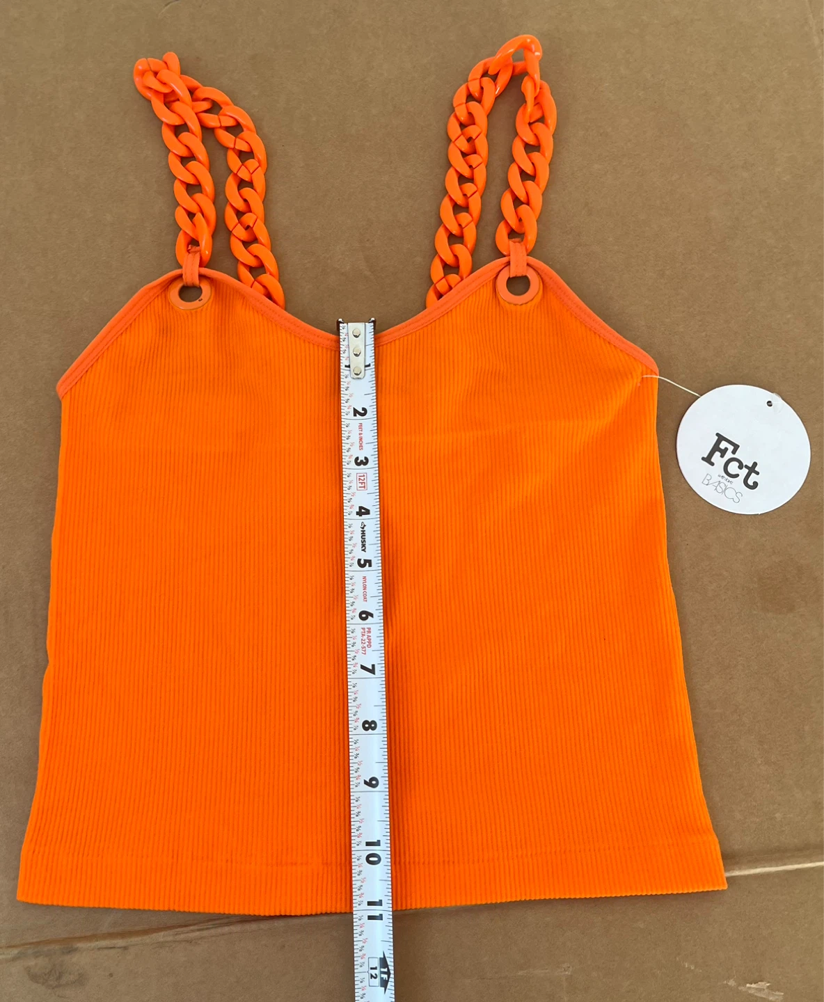Fct Basics Orange Ribbed Crop Top with Chain Straps - photo 2