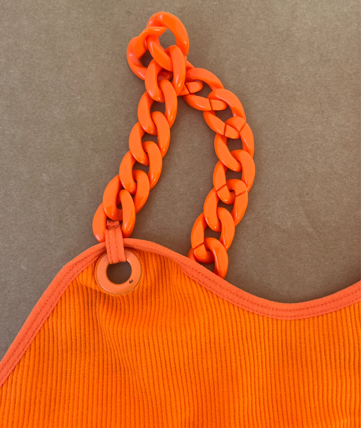 Fct Basics Orange Ribbed Crop Top with Chain Straps - photo 5