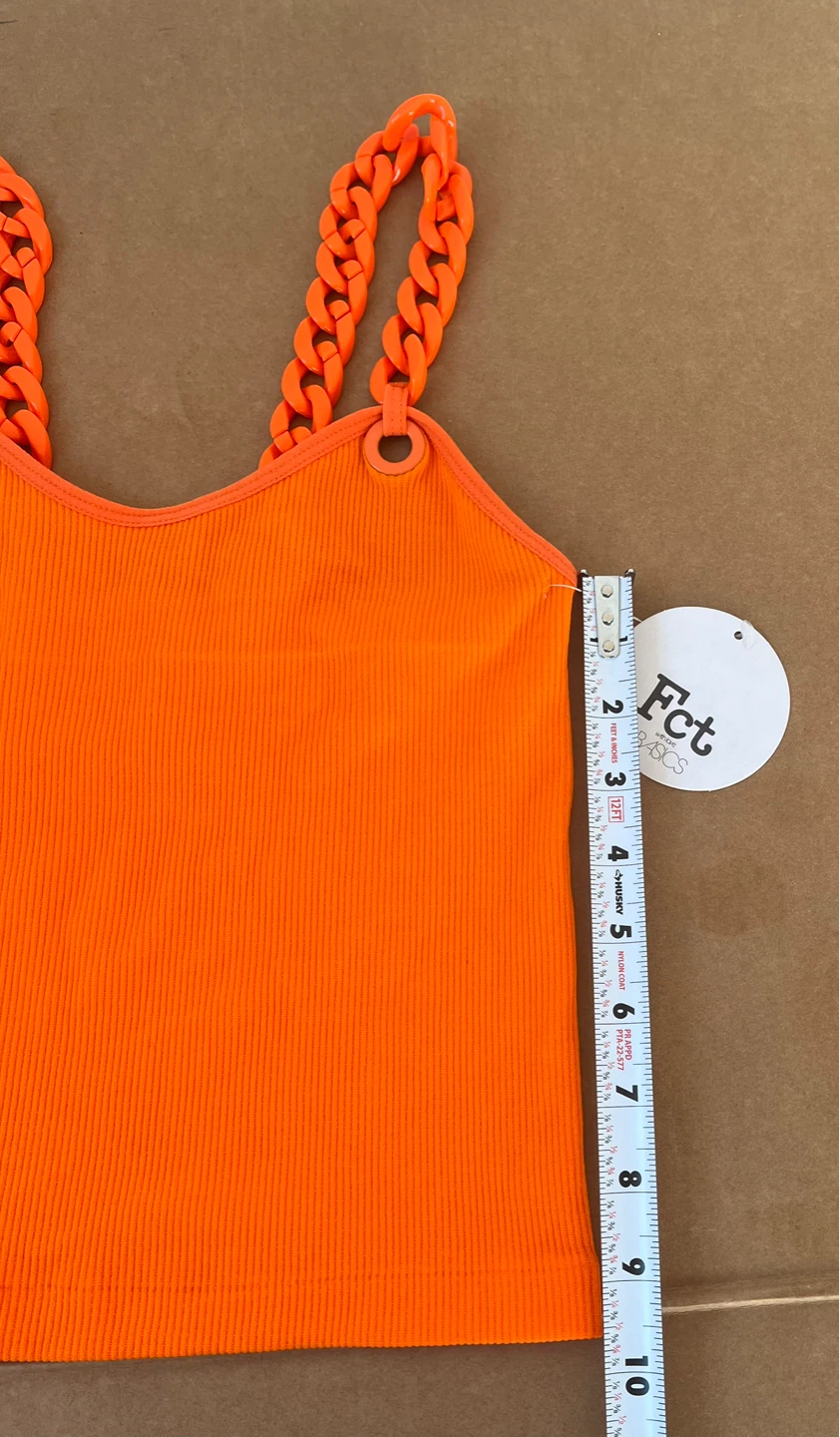 Fct Basics Orange Ribbed Crop Top with Chain Straps - photo 4