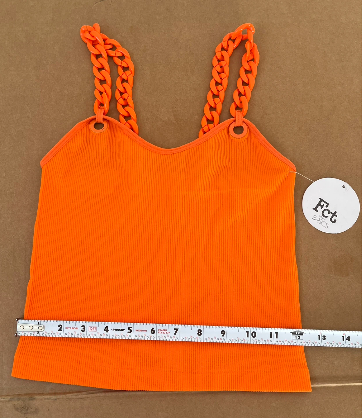 Fct Basics Orange Ribbed Crop Top with Chain Straps - photo 3