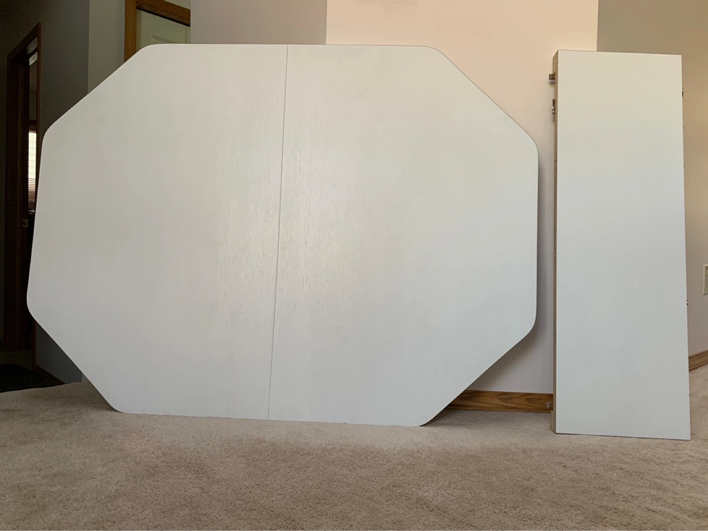 White Octagonal Dining Table Set with 6 Chairs - photo 2