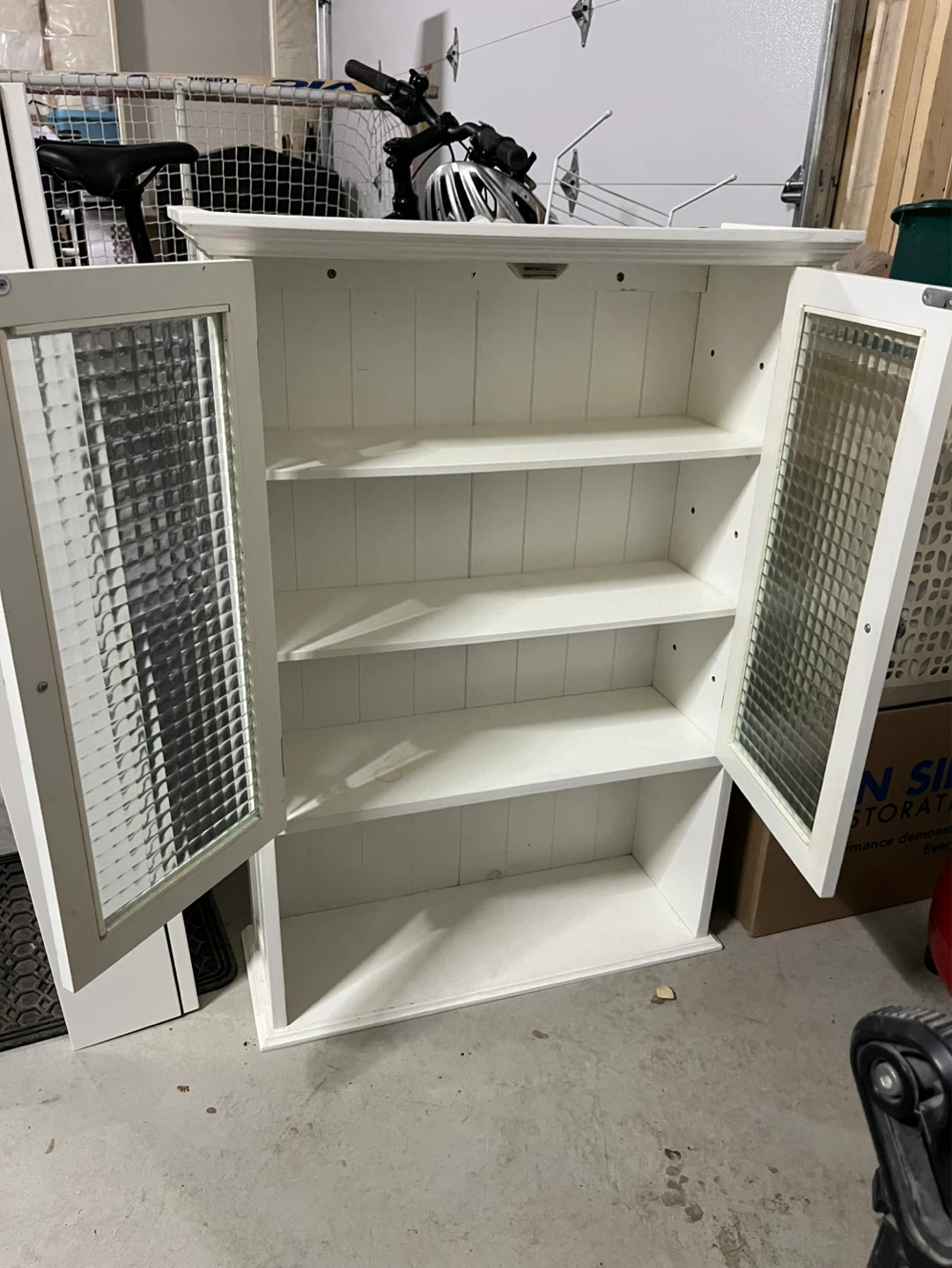 White Wall Cabinet with Glass Doors - photo 2