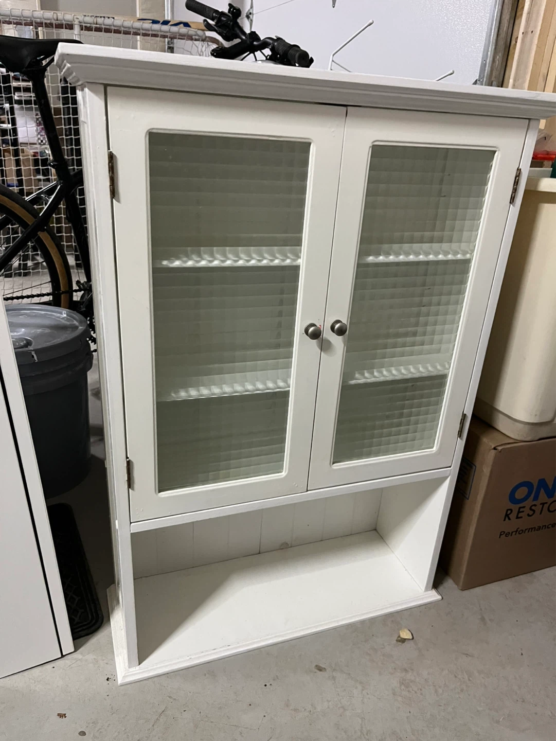 White Wall Cabinet with Glass Doors