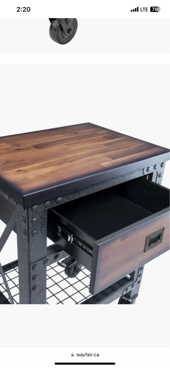 Industrial Style Rolling Kitchen Cart with Drawer - photo 5