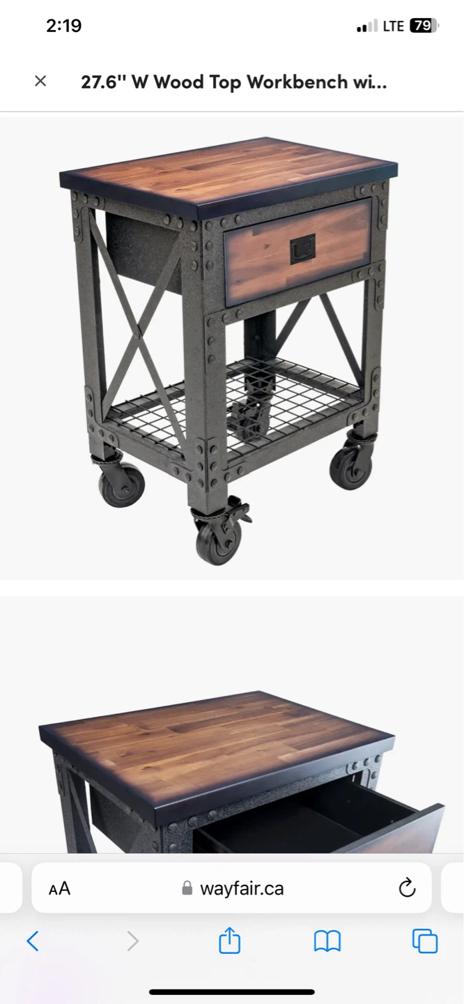 Industrial Style Rolling Kitchen Cart with Drawer - photo 4