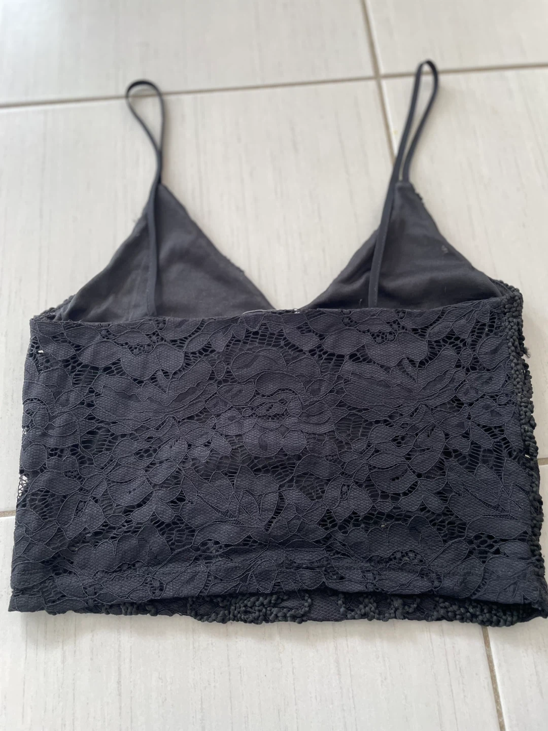 Black Lace Crop Top