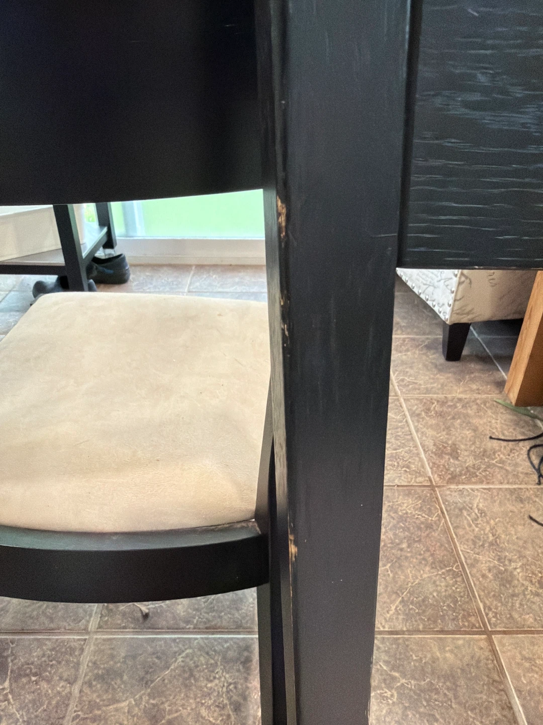 Set of 2 Black Dining Chairs with Cream Upholstery - photo 4