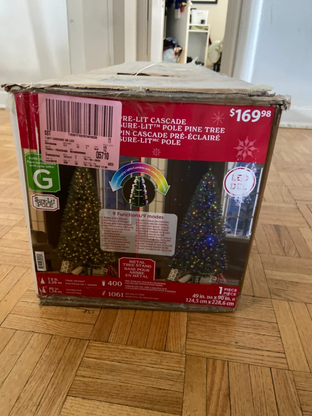 Holiday Time 7.5 ft. Pre-Lit Cascade Sure-Lit Pole Pine Tree - photo 2